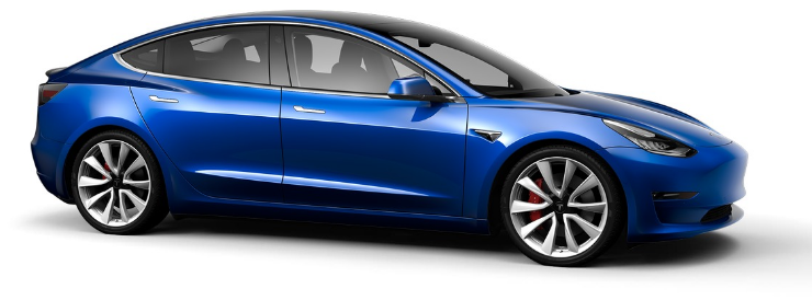 Blue Colour Electric Tesla Model 3